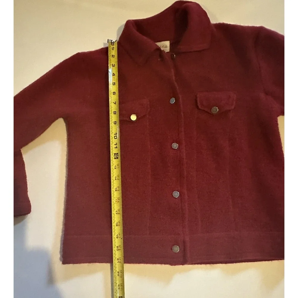 VINTAGE Crystal Kobe Sweater Womens‎ Red 100% Wool Cardigan Made In Mexico